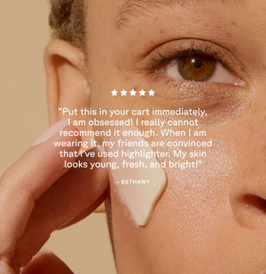 Acure Brightening Night Cream with testimony