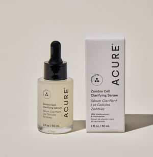 Acure Zombie Cell Clarifying Serum bottle and packaging on a light background